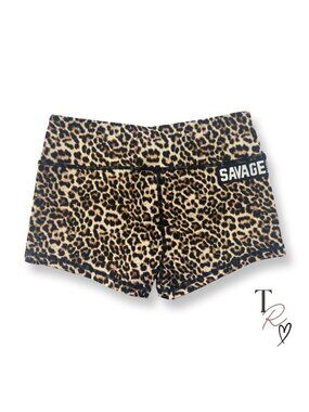 Savage Barbell NWOT Leopard Print Crossfit Booty Gym Shorts Size Medium